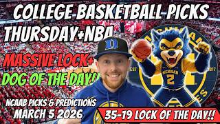 College Basketball Picks Today Thursday 3/5/2026 | Free NCAAB Best Bets, Props, and Predictions