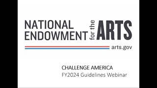 FY 2024 Challenge America Guidelines Webinar