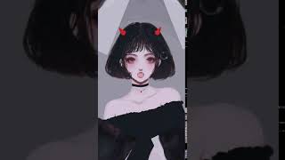 Dark anime short hair beauty Animated