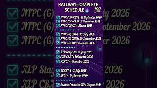 RRB NTPC, ALP,JE 2026 Complete Schedule Out 🔥 | CBT-2, CBAT & DV Dates | Railway Exam Update #shorts
