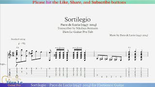 Sortilegio - Paco de Lucia (1947-2014) for Flamenco Guitar with TABs