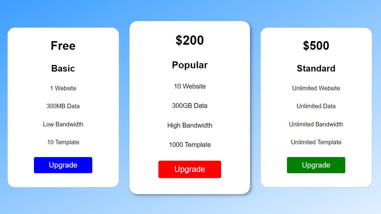 Pricing Table with HTML and CSS | Design Awesome and amazing Pricing ...