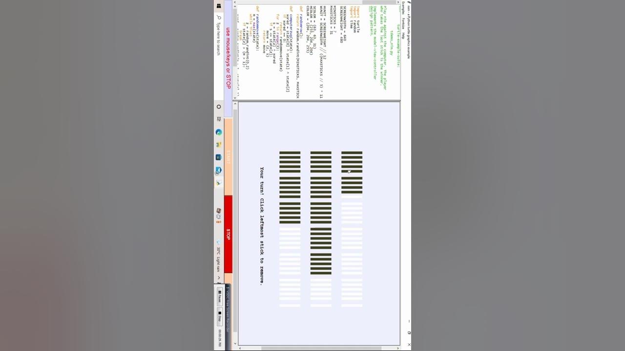 Nim Game | Python Turtle Graphics example | Python Turtle demo | Python ...