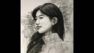 Charcoal Drawing Of Suzy Bae Realistic Drawing Time Lapse