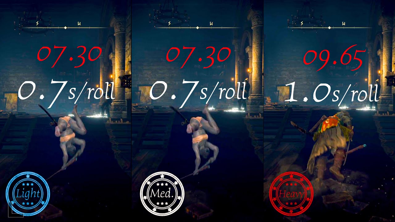 Elden Ring Light equip ROLLING! Light Med Heavy Comparison YouTube