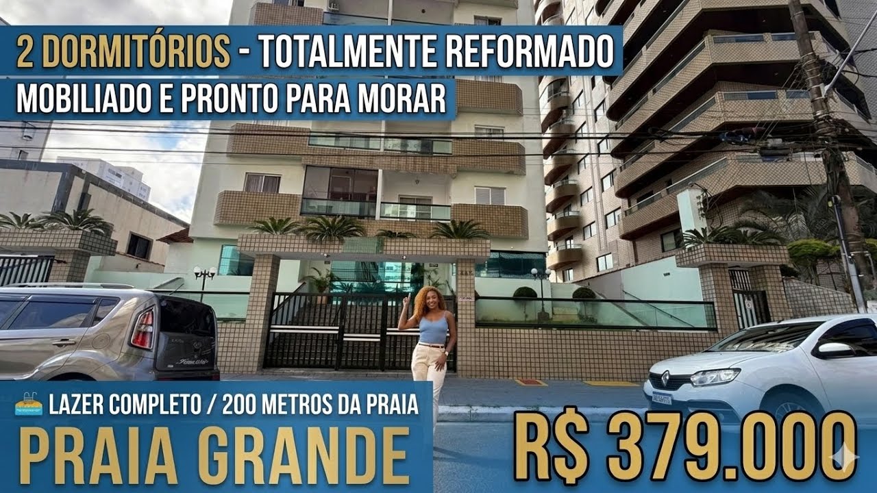 R$379.000 | apto 2 dormitórios | Reformado | Mobiliado | Lazer Completo | Praia Grande. OPORTUNIDADE