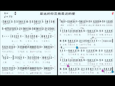 075最遠的你是我最近的愛C(無導音),伴奏,簡譜卡拉OK(kalaoke)歡迎訂閱+小鈴鐺,按讚...隨時收新消息