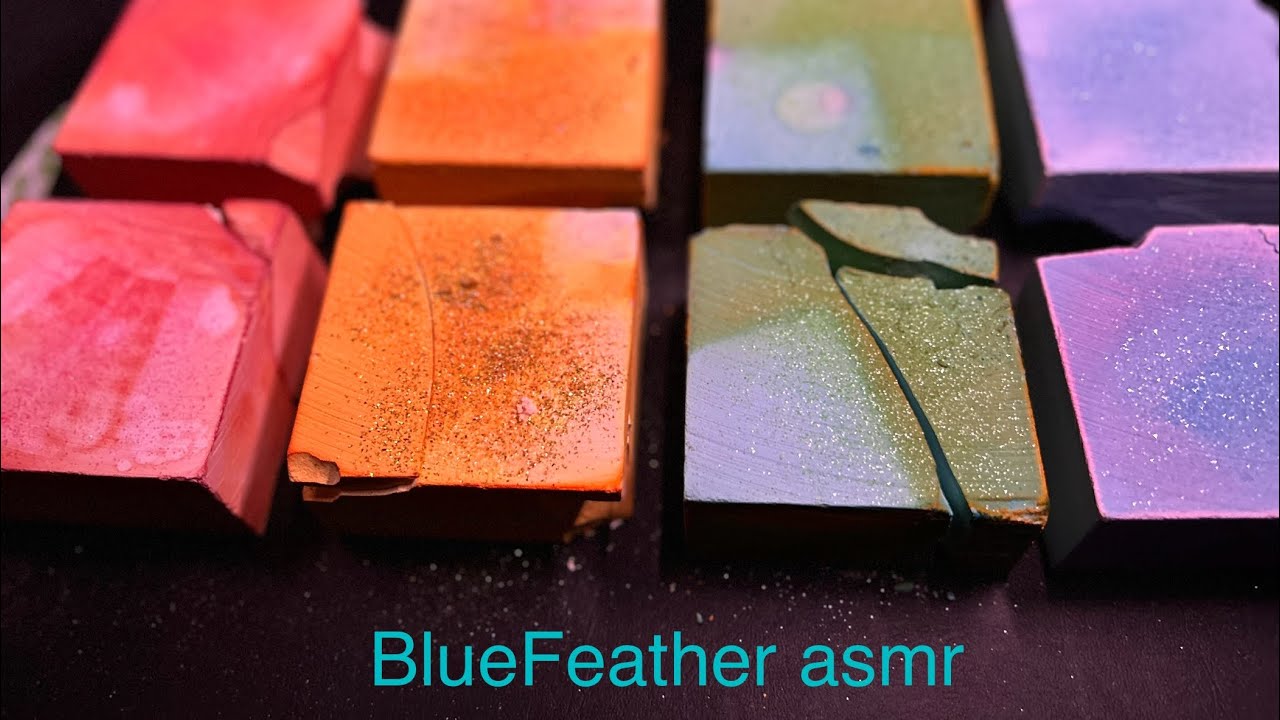 Asmr Rainbow 🌈 Dyed gym chalk slicing            20+ minuts of crispy block play