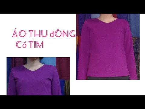 Hướng dẫn cắt áo thu đông nữ cổ tim bằng vải da cá cho người trung tuổi.