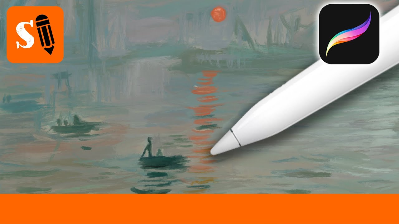 Impression Sunrise by Claude Monet painted on iPad Pro in Procreate