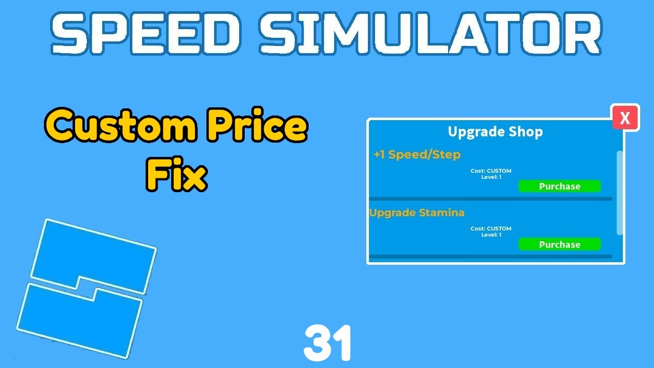 Fast Simulation Roblox Roblox Studio: How to Make a Speed Simulator | Part 31 | Custom Prices ...