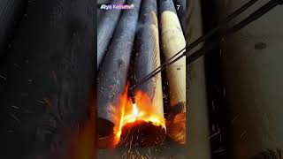 Char The Bark Until It Turns Black Using A Special Tool shorts
