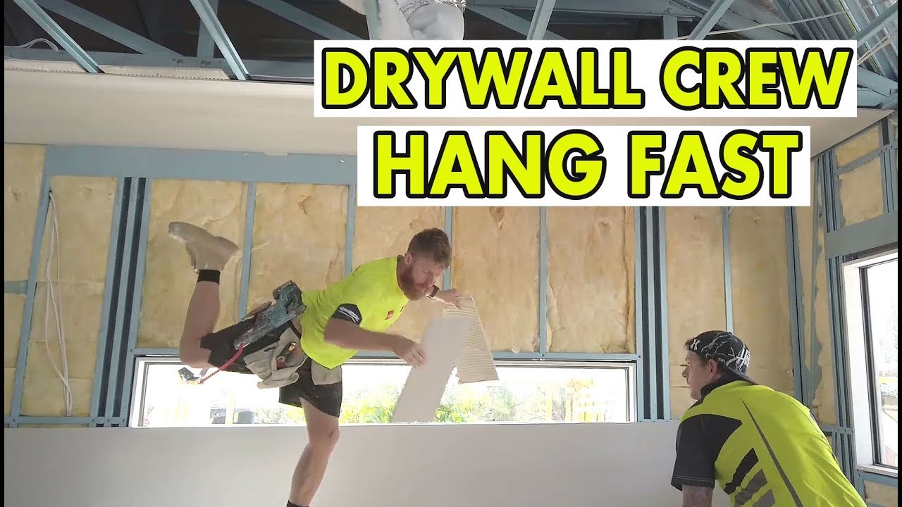 Construction Worker Crew Hang Drywall Ceiling Fast YouTube