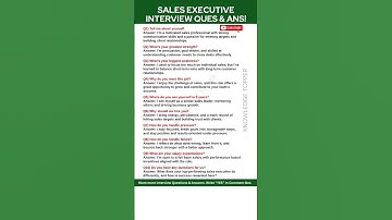 Sales Executive Interview Questions and Answers | Sales Executive Job Interview Questions and Answer