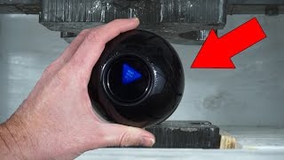 See What Happens When A Magic 8 Ball Is Crushed In Hydraulic Press!