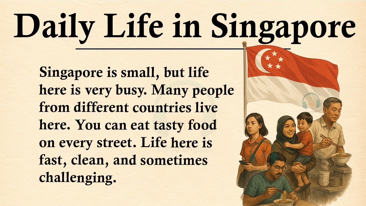 Daily Life in Singapore || ⚪🔴Learn English Through Story Level 3 || Graded Reader 🎧
