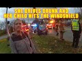 Mother of the Year Drives Drunk and Her Unrestrained Child Hits the Windshield