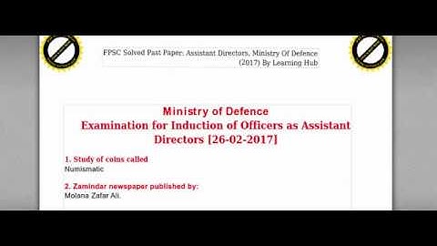 Past Paper of Assistant Director (Ministry of Defense)