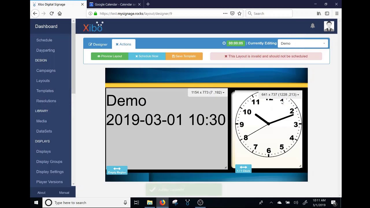 Xibo 1.8 -  using the calendar module