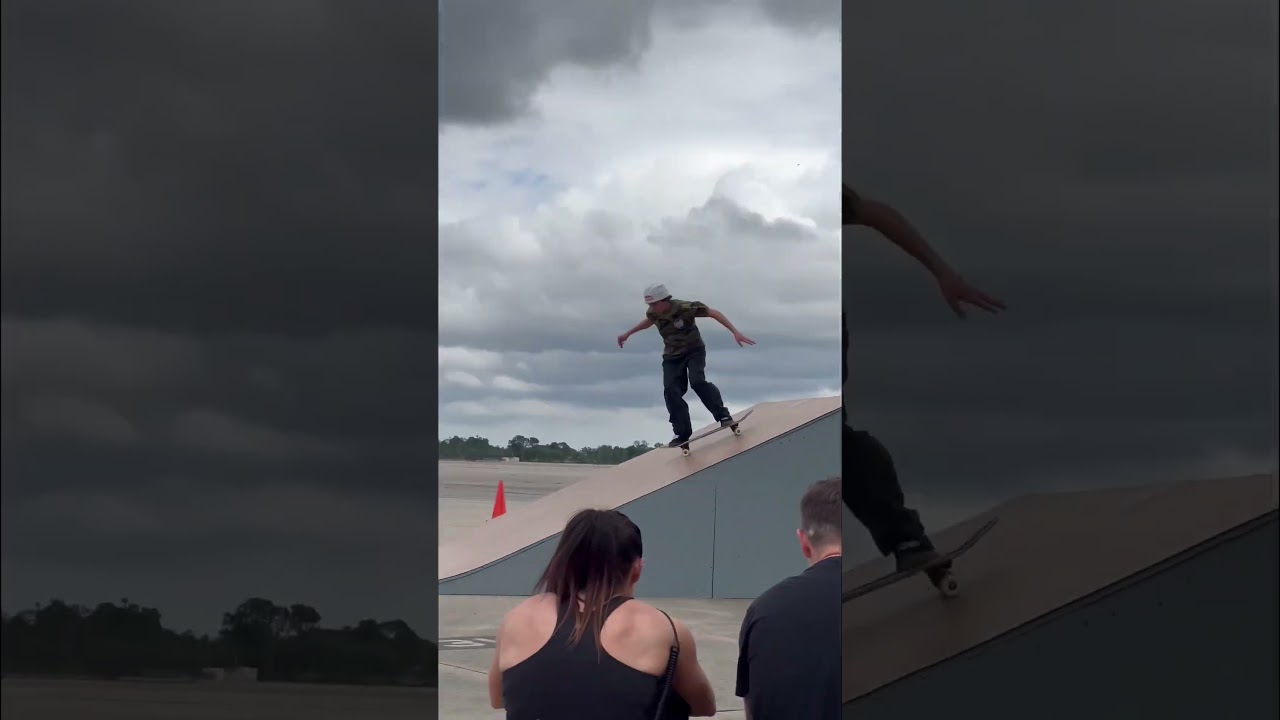Skateboarding on the airport runway