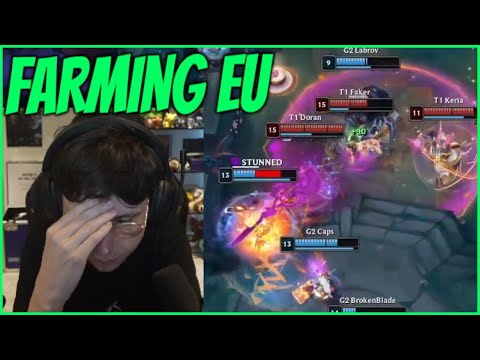 Caedrel Despairs At T1 & Faker Montage Farming VS G2