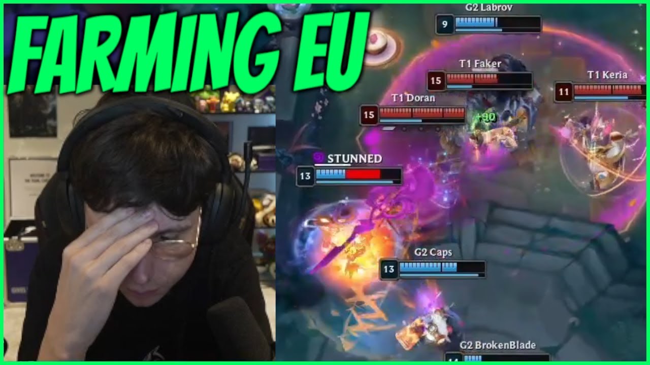 Caedrel Despairs At T1 & Faker Montage Farming VS G2
