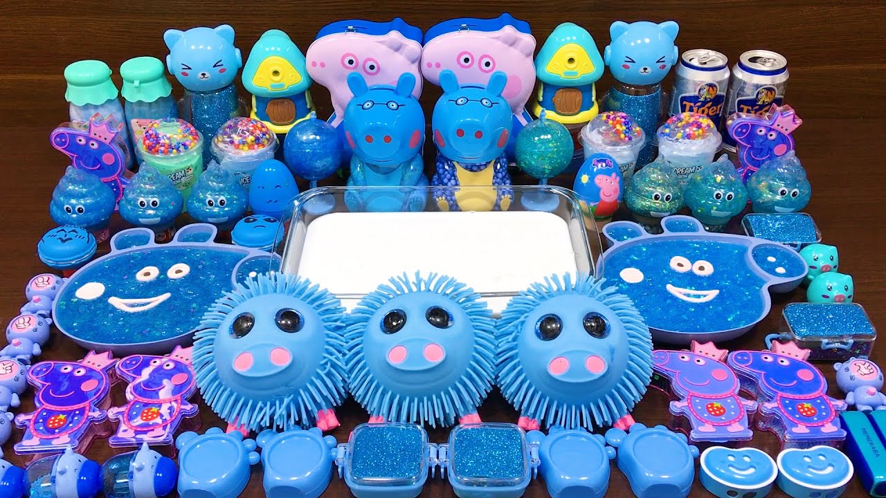 Series BLUE Slime ! Mixing Random Things into GLOSSY Slime! Satisfying Slime Videos 