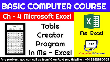 Ms Excel Chapter   4 Create Table Program In Excel