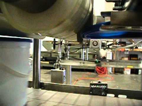 Automatic Inline Tub Lidding Machine with Auto Lid Denester - Applying Lids to Buckets thumbnail