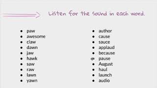 Vowel pairs aw and au