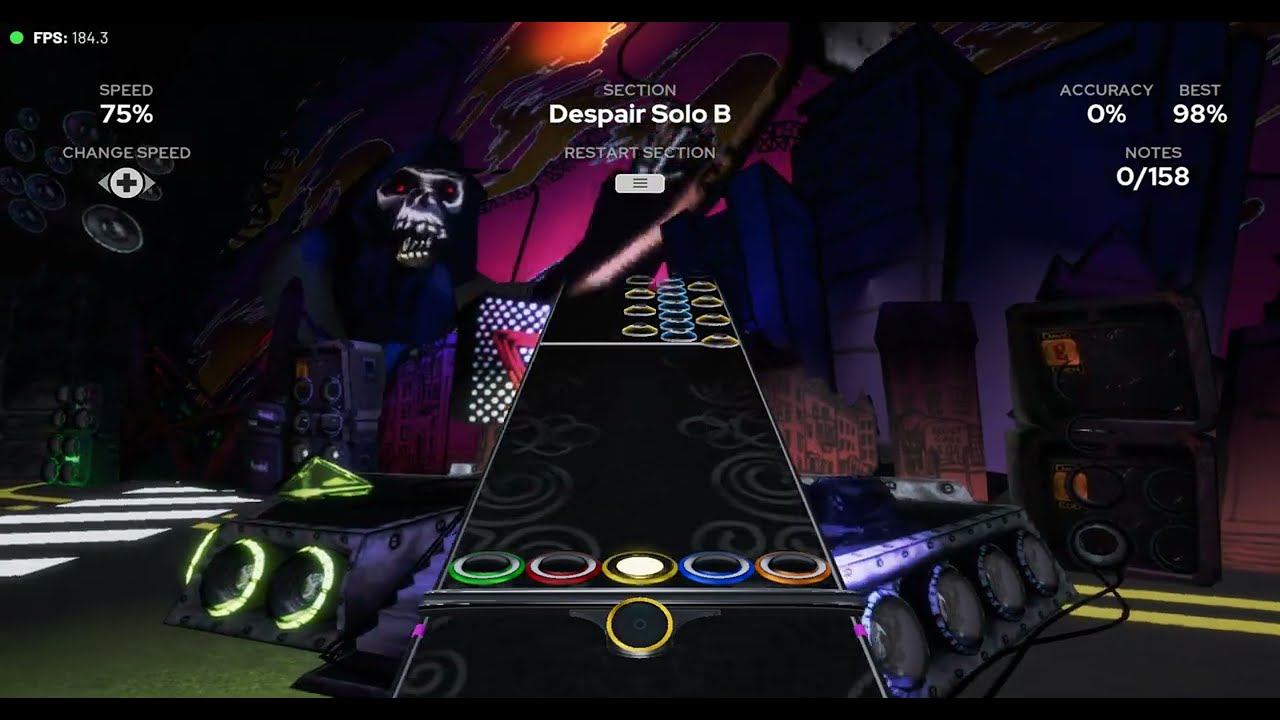 Hitting the ZigZigs in Despair solo B at 75% speed.