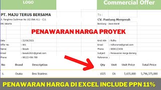 🔴 CARA MEMBUAT PENAWARAN HARGA DI EXCEL INCLUDE PPN 11%