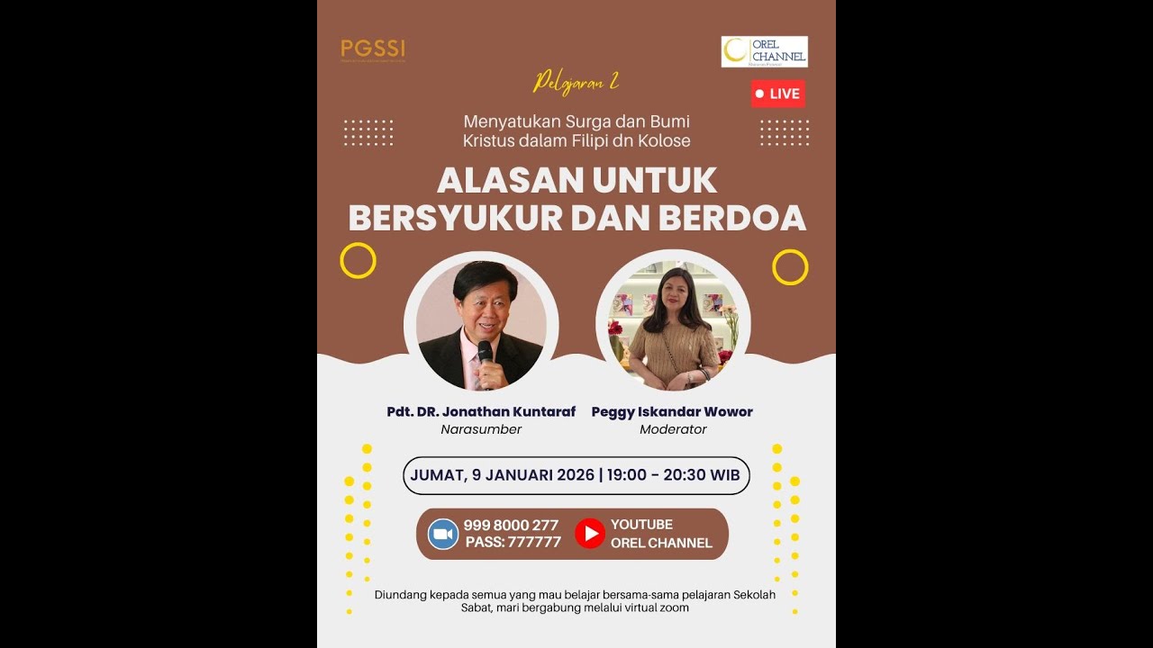 PGSSI 09 01 26 | Alasan untuk Bersyukur dan Berdoa | Pdt. Jonathan Kuntaraf