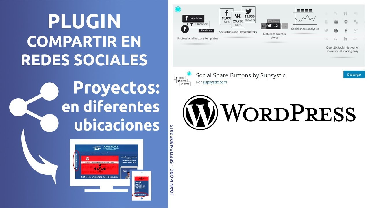 WordPress plugin compartir en redes sociales YouTube