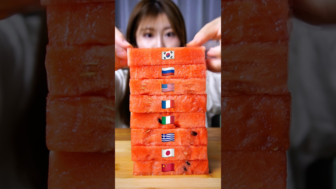 スイカを世界風アレンジして食べ比べ🍉#asmr #mukbang #watermelon #hwachae #アレンジ