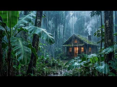 Peaceful Rain in a Forest Cabin⛈️Heavy Rain to Help SLEEP WELL & Calm Your Mind | ASMR Nature Sound