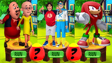 Tag with Ryan vs Sonic Dash vs Motu Patlu Run - All Costumes All Characters All Bosses Run Gameplay