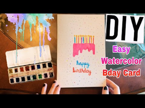 Quick & Easy DIY Watercolor Birthday Card for Beginners - YouTube