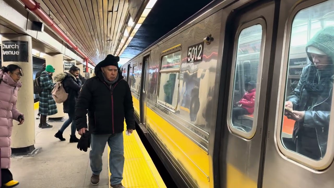 NYC Subway BMT Brighton Line Trains at Renovated Church Avenue Station