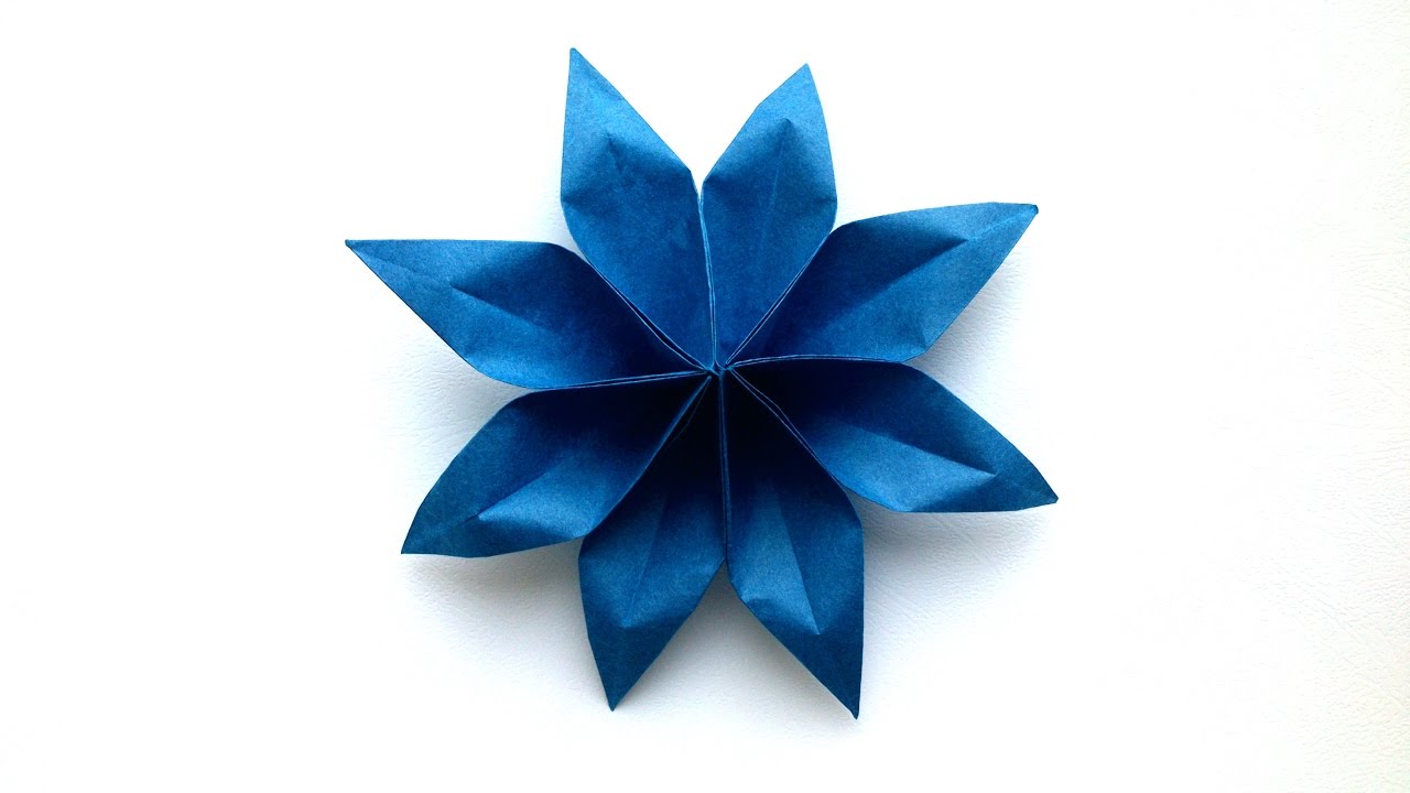 How to make an easy Origami Paper Flower (8 Petal) Origami Paper Tutorials Flower YouTube
