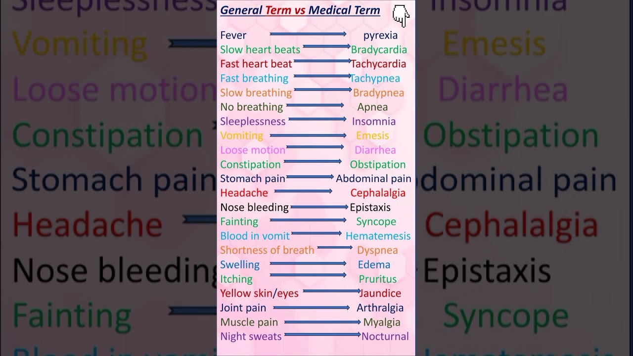General Terms vs Medical Terms  Common Symptoms Explained in Medical Language 