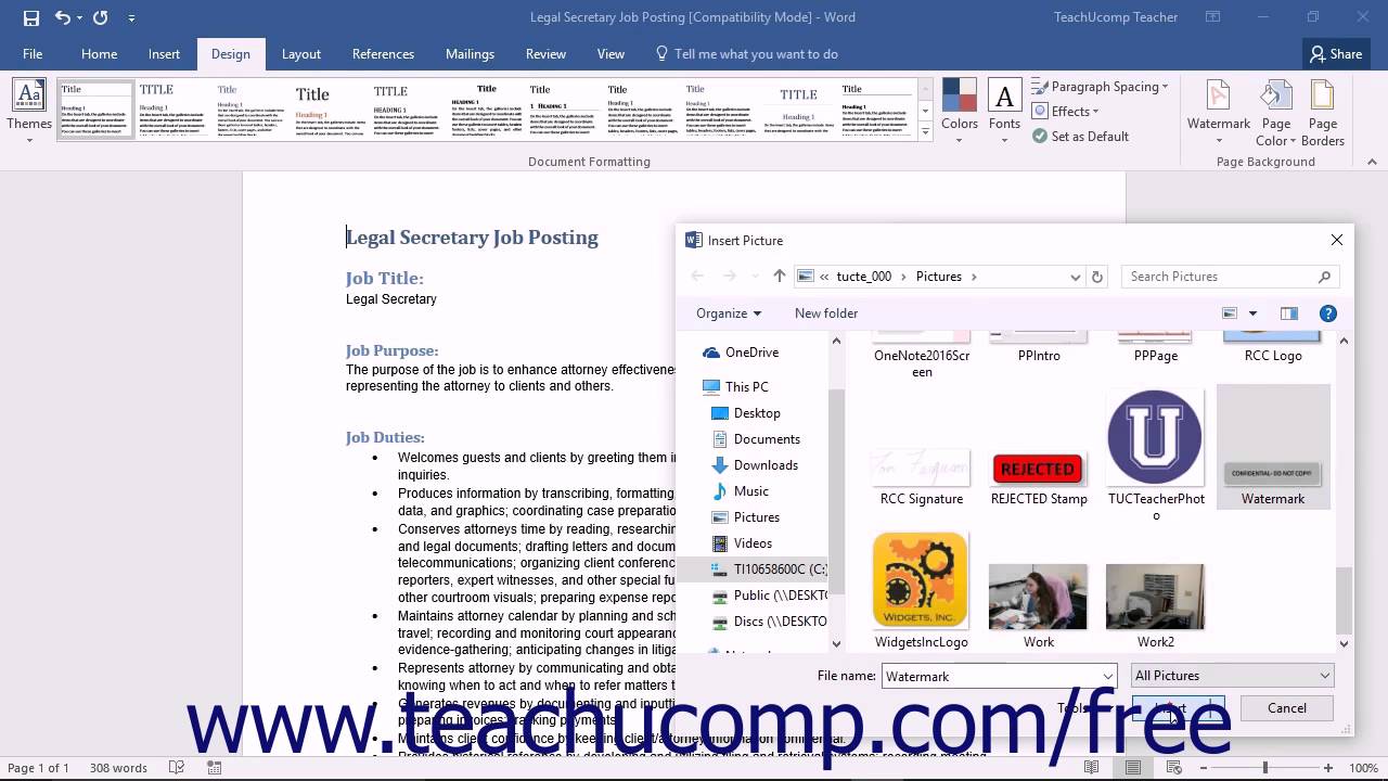 Microsoft Word 2016 Training for Lawyers: Creating Custom Watermarks ...