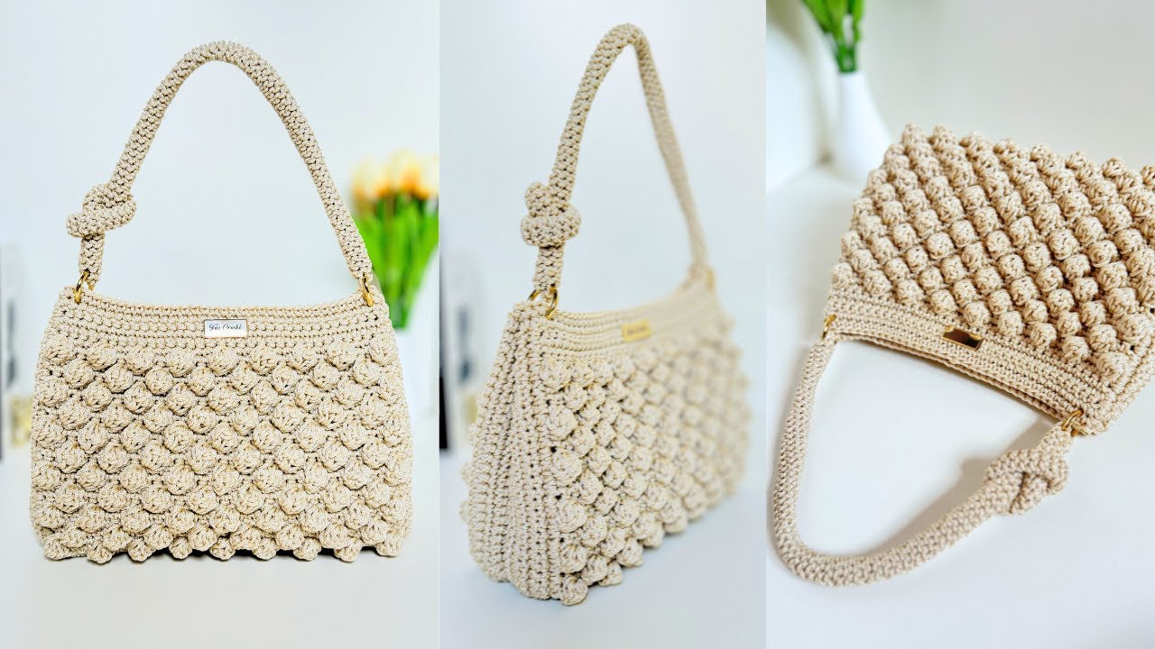 Вязаная сумка с попкорном | Очень Легко и Стильно
