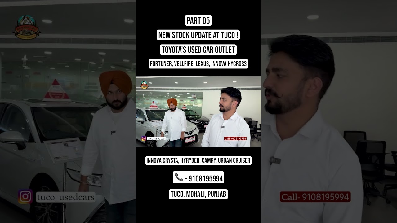 ⁣Part 05| New Stock Update At Tuco | Fortuner, Vellfire, Innova Hycross, Crysta & All At TUCO, Mohali