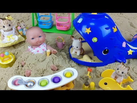 아기인형 실바니안 모래놀이 고래 놀이터 아이스크림 가게 뽀로로 장난감놀이 Sylvanian Sand Play Whale Playground and Baby Doll Toy Play