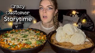 BURRITO BAKE AND PEACH COBBLER MUKBANG! (Vegan)