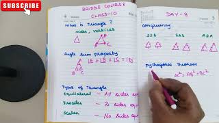 Day 8 Triangle| Angle sum Property | Types of Triangle | Congruent| Pythagoras theorem