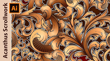 How to draw and colored an Acanthus Scrollwork Vector in Adobe Illustrator