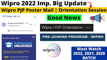 Wipro PJP -Pre Joining Program Poster Mail Update! Wipro Orientation Session Started for New Joiners