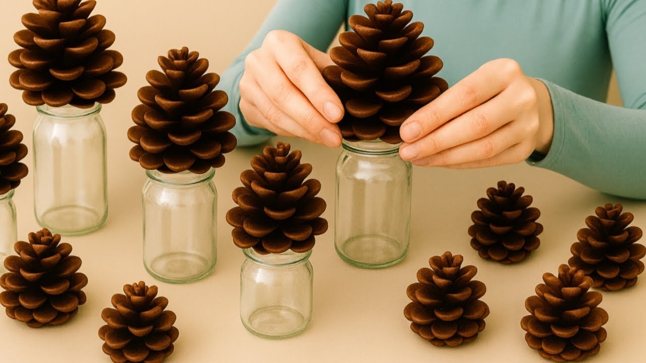 Genius! Look What I Made With Glass Jars and Pine Cones! CHRISTMAS GIFT IDEAS